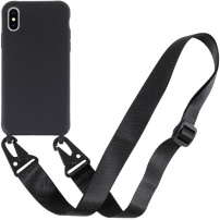 Matný kryt s nastaviteľným popruhom pre iPhone XS Max - čierny