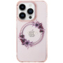 Guess Flowers Ring Glossy Logo kryt s MagSafe pre iPhone 16 Pro - ružový