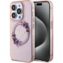 Guess Flowers Ring Glossy Logo kryt s MagSafe pre iPhone 16 Pro - ružový