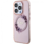 Guess Flowers Ring Glossy Logo kryt s MagSafe pre iPhone 16 Pro - ružový