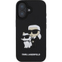 Karl Lagerfeld 3D Rubber Karl and Choupette kryt pre iPhone 16 Plus - čierny