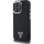 Guess Grained Triangle Logo kryt s MagSafe pre iPhone 16 Pro Max - čierny