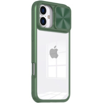 Kryt s posuvným krytom šošovky fotoaparátu pre iPhone 16 - olivový