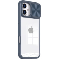 Kryt s posuvným krytom šošovky fotoaparátu pre iPhone 16 Plus - tmavomodrý