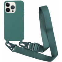Matný kryt s nastaviteľným popruhom pre iPhone 13 Pro Max - petrolejový
