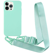 Matný kryt s nastaviteľným popruhom pre iPhone 13 Pro Max - tyrkysový