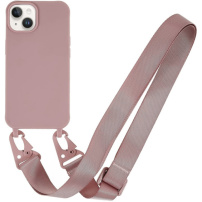 Matný kryt s nastaviteľným popruhom pre iPhone 15 - staroružový