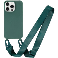 Matný kryt s nastaviteľným popruhom pre iPhone 15 Pro Max - petrolejový