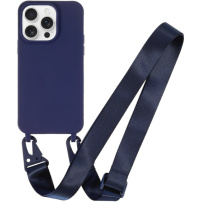 Matný kryt s nastaviteľným popruhom pre iPhone 15 Pro Max - tmavo modrý