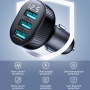 JOYROOM CCD03 autonabíjačka s displejom a portami 3x USB-A - 17W - čierna