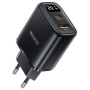 Yesido YC68 nabíjací adaptér s displejom a portami USB-C / USB-A - 20W - čierny