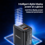 Yesido YC68 nabíjací adaptér s displejom a portami USB-C / USB-A - 20W - čierny