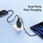 USAMS CC229 rýchlonabíjací adaptér s displejom a portami USB-C / USB-A - 30W - čierny