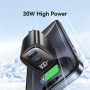USAMS CC229 rýchlonabíjací adaptér s displejom a portami USB-C / USB-A - 30W - čierny