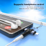 2v1 audio redukcia - 3,5 mm jack na USB-C/Lightning - červená