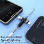 2v1 audio redukcia - 3,5 mm jack na USB-C/Lightning - čierna