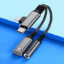 redukcia 2v1 pre zvuk a nabíjanie - 3,5 mm jack / USB-C na USB-C / Lightning - sivá