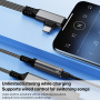 redukcia 2v1 pre zvuk a nabíjanie - 3,5 mm jack / USB-C na USB-C / Lightning - sivá