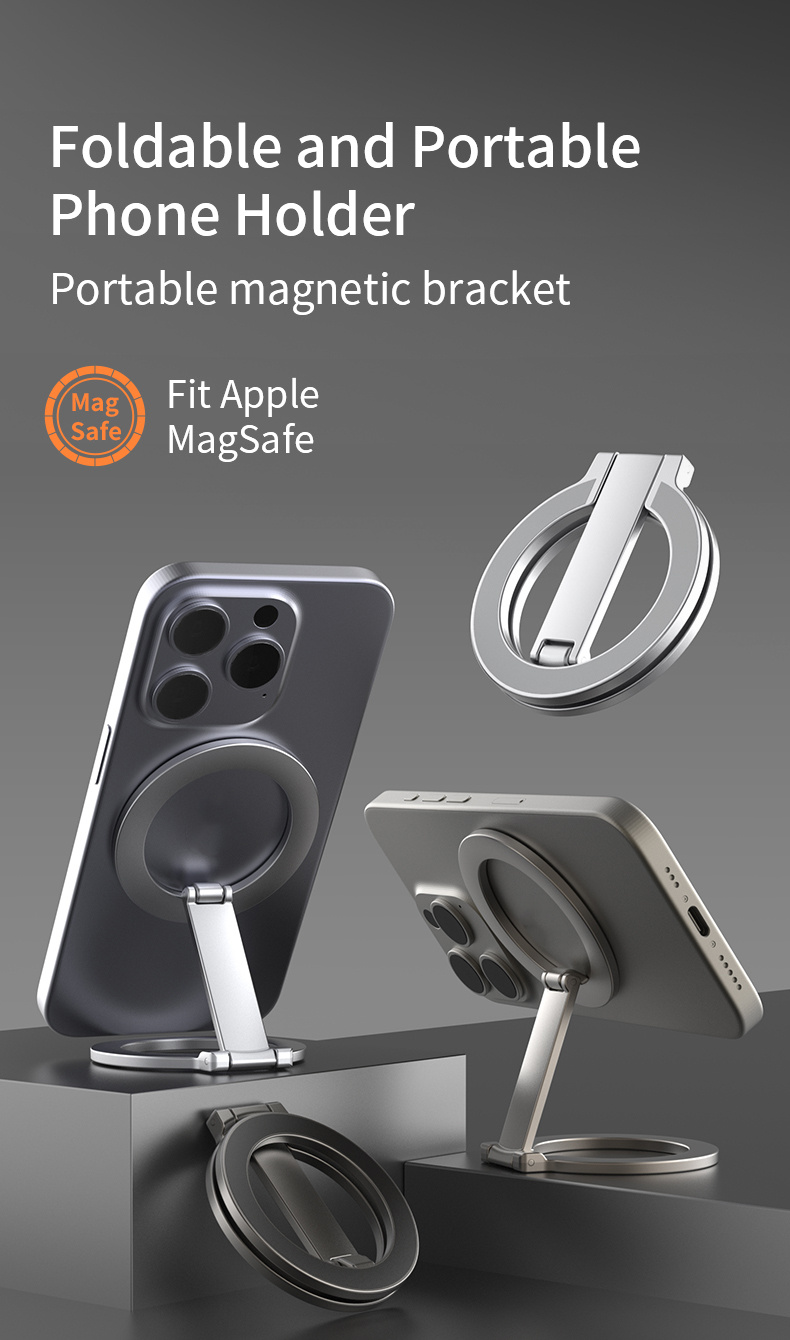 Skladací magnetický stojan pre iPhone - tmavo šedý