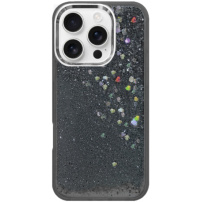 Kryt s plávajúcimi flitrami pre iPhone 16 Pro - sivý