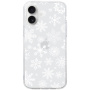 Mäkký transparentný kryt s motívom vločiek pre iPhone 16 Plus - biely