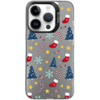 Ochranný kryt s vianočným motívom pre iPhone 14 Pro - sivý