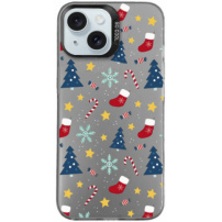 Ochranný kryt s vianočným motívom pre iPhone 15 - šedý