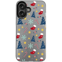 Ochranný kryt s vianočným motívom pre iPhone 16 - šedý