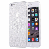 Ochranný zadný kryt s kamienkami v štýle diamantu pre iPhone 6 / 6S - strieborný