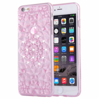 Ochranný zadný kryt s kamienkami v štýle diamantu pre iPhone 6 / 6S - ružový