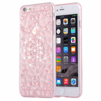Ochranný zadný kryt s kamienkami v štýle diamantu pre iPhone 6 / 6S - svetlo ružový