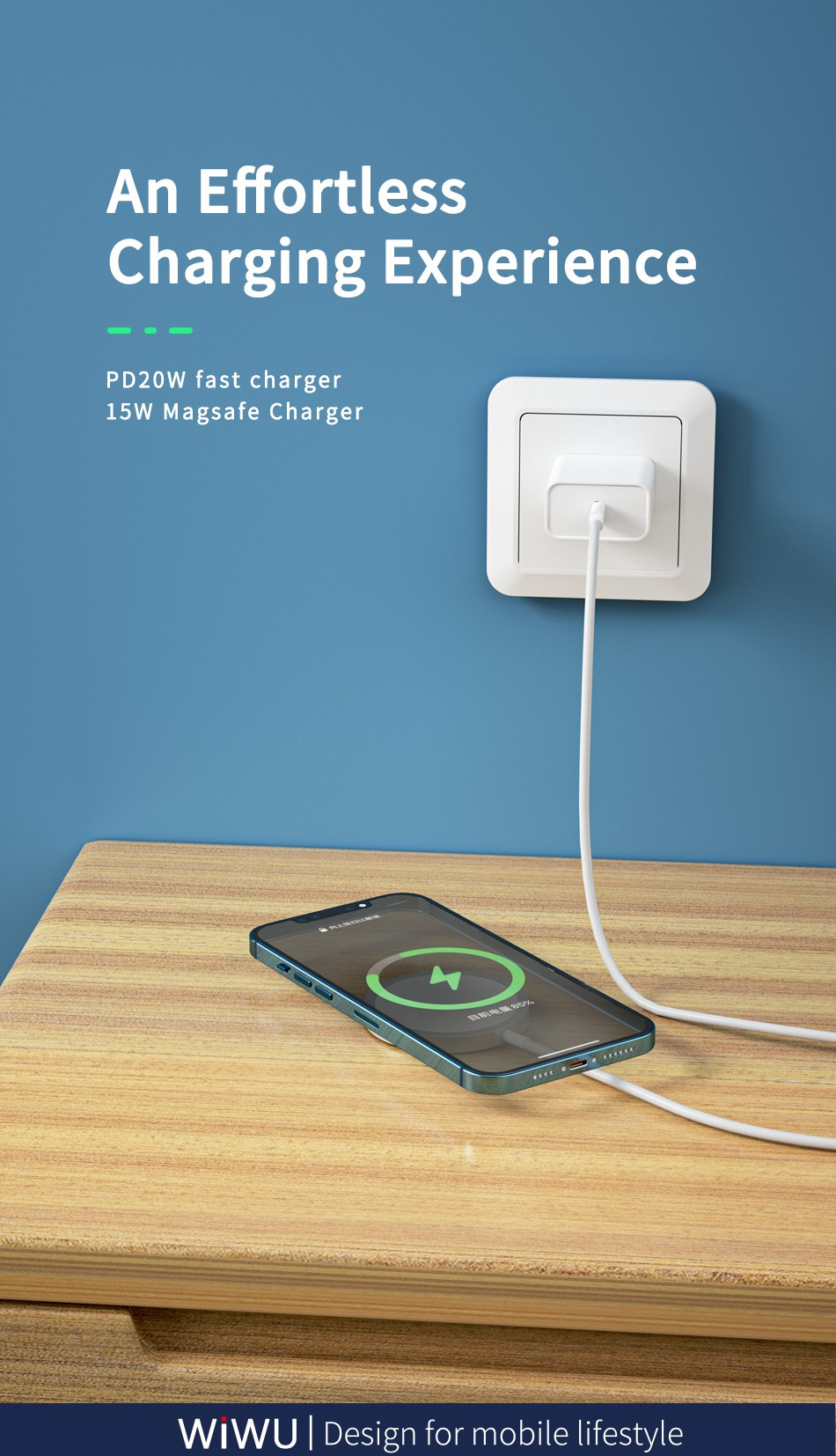 Wiwu W009 bezdrôtová MagSafe nabíjačka pre iPhone / AirPods - 15W - biela