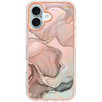 Mramorový ochranný kryt pre iPhone 16 - svetlo ružový