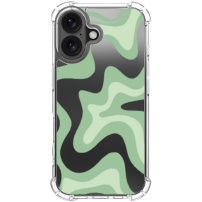 Kryt so vzorom abstraktných vĺn a zosilnenými rohmi pre iPhone 16 Plus - zelený
