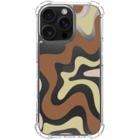 Kryt so vzorom abstraktných vĺn a zosilnenými rohmi pre iPhone 16 Pro Max - hnedý