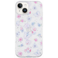 Trblietavý transparentný kryt pre iPhone 14 - Motýle