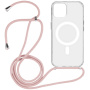 Transparentný kryt so šnúrkou a MagSafe pre iPhone 11 - ružový