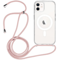 Transparentný kryt so šnúrkou a MagSafe pre iPhone 11 - ružový