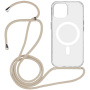 Transparentný kryt so šnúrkou a MagSafe pre iPhone 14 - béžový