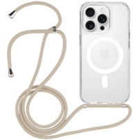 Transparentný kryt so šnúrkou a MagSafe pre iPhone 14 Pro - béžový