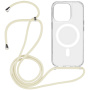 Transparentný kryt so šnúrkou a MagSafe pre iPhone 14 Pro - krémový