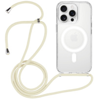 Transparentný kryt so šnúrkou a MagSafe pre iPhone 14 Pro - krémový