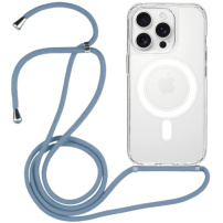 Transparentný kryt so šnúrkou a MagSafe pre iPhone 14 Pro Max - modrý