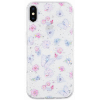 Trblietavý transparentný kryt pre iPhone XS Max - motýle