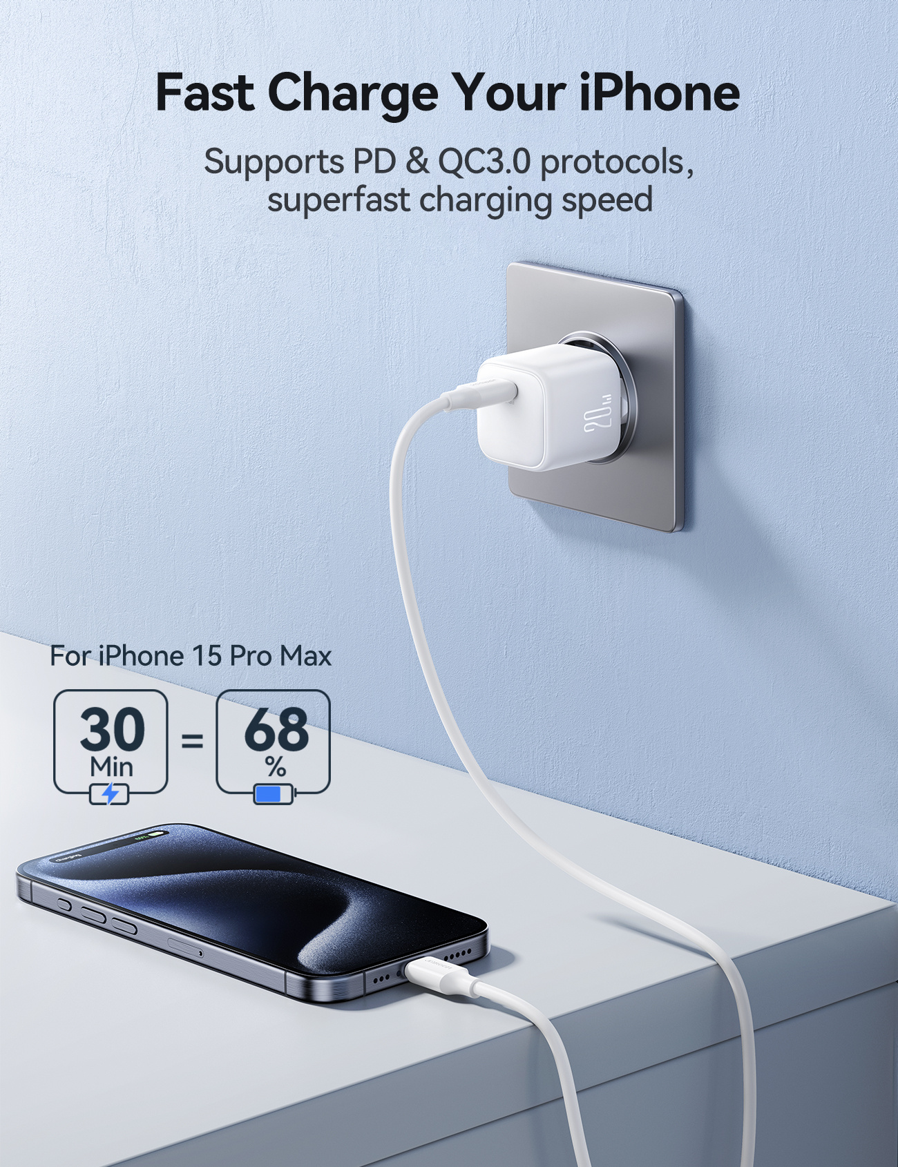 JOYROOM JR-TCG08 rýchlonabíjací adaptér s portom USB-C - 20W - biely