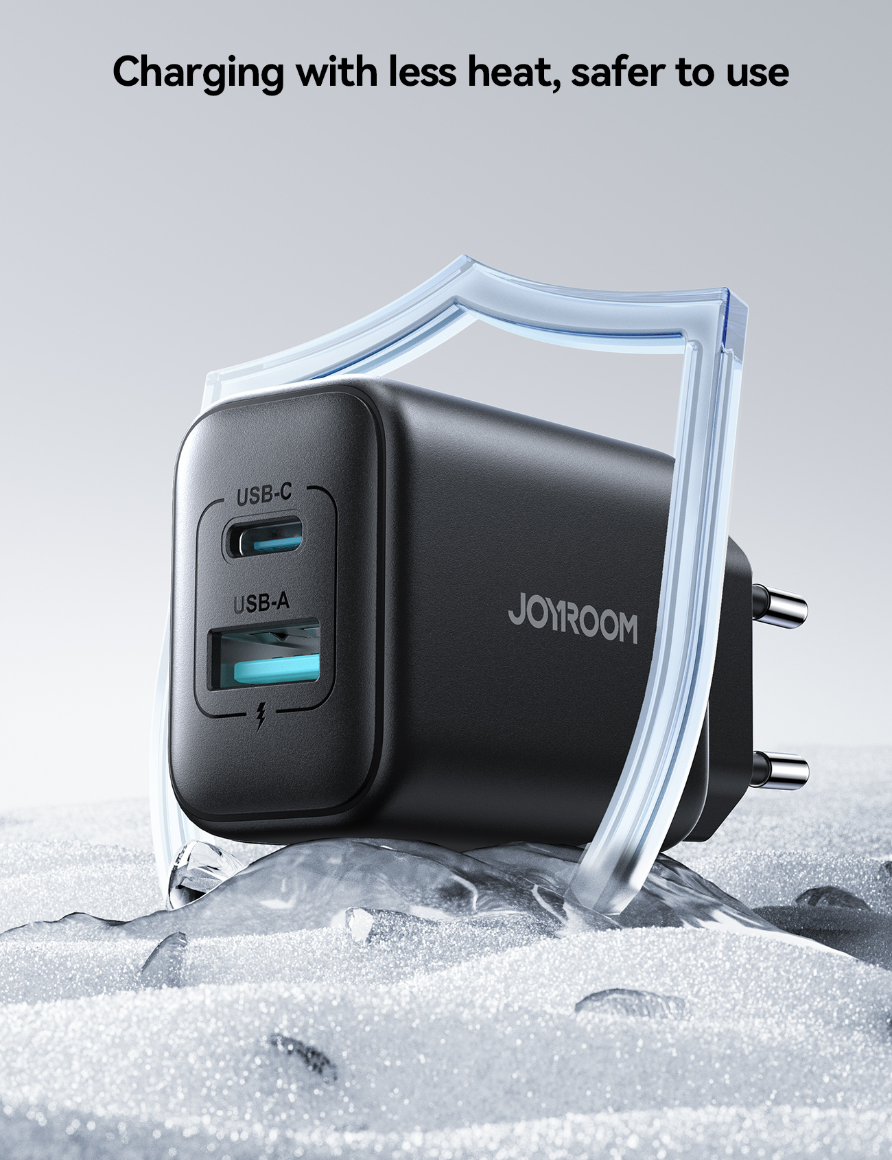 JOYROOM JR-TCF13 rýchlonabíjací adaptér s portami USB-C / USB-A - 25W - čierny JOYROOM JR-TCF13 rýchlonabíjací adaptér s portami USB-C / USB-A - 25W - čierny