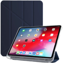 Puzdro s origami stojančekom a priestorom na Apple Pencil pre iPad 10,9" (2022) / 11" (2025) - tmavomodré