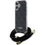 Guess 4G IML Printed Crossbody kryt so šnúrkou pre iPhone 16 - šedý
