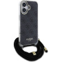 Guess 4G IML Printed Crossbody kryt so šnúrkou pre iPhone 16 - šedý