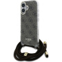 Guess 4G IML Printed Crossbody kryt so šnúrkou pre iPhone 16 - hnedý